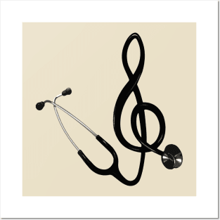 Harmony in Healing - Stethoscope Music Note Illustration Posters and Art